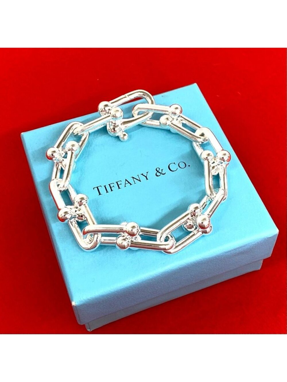 Tiffany & Co Large Link Bracelet 925 Sterling Silver Chain Bangle
